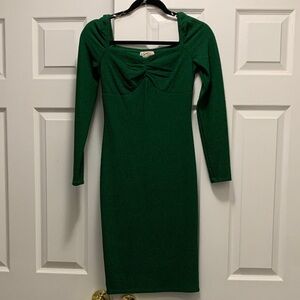 Elegant Green Long Sleeve Dress